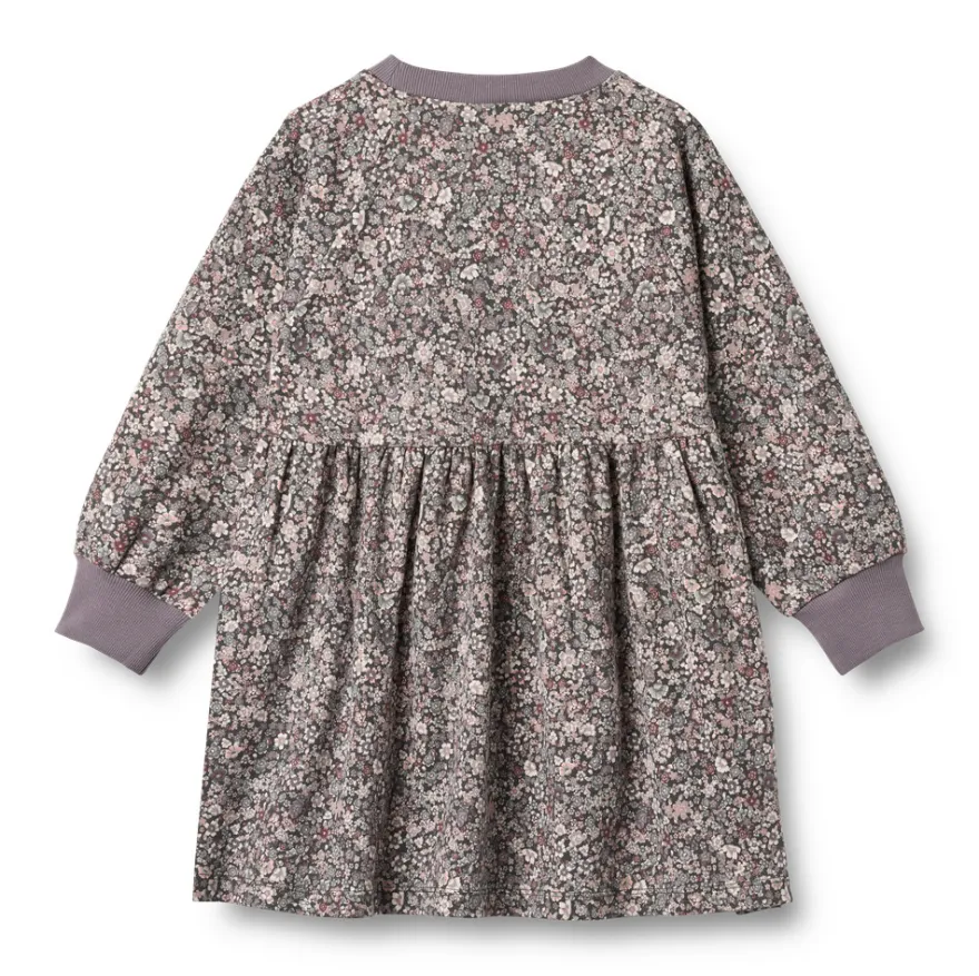 Dorthea Jersey Klänning - Purple stone flowers