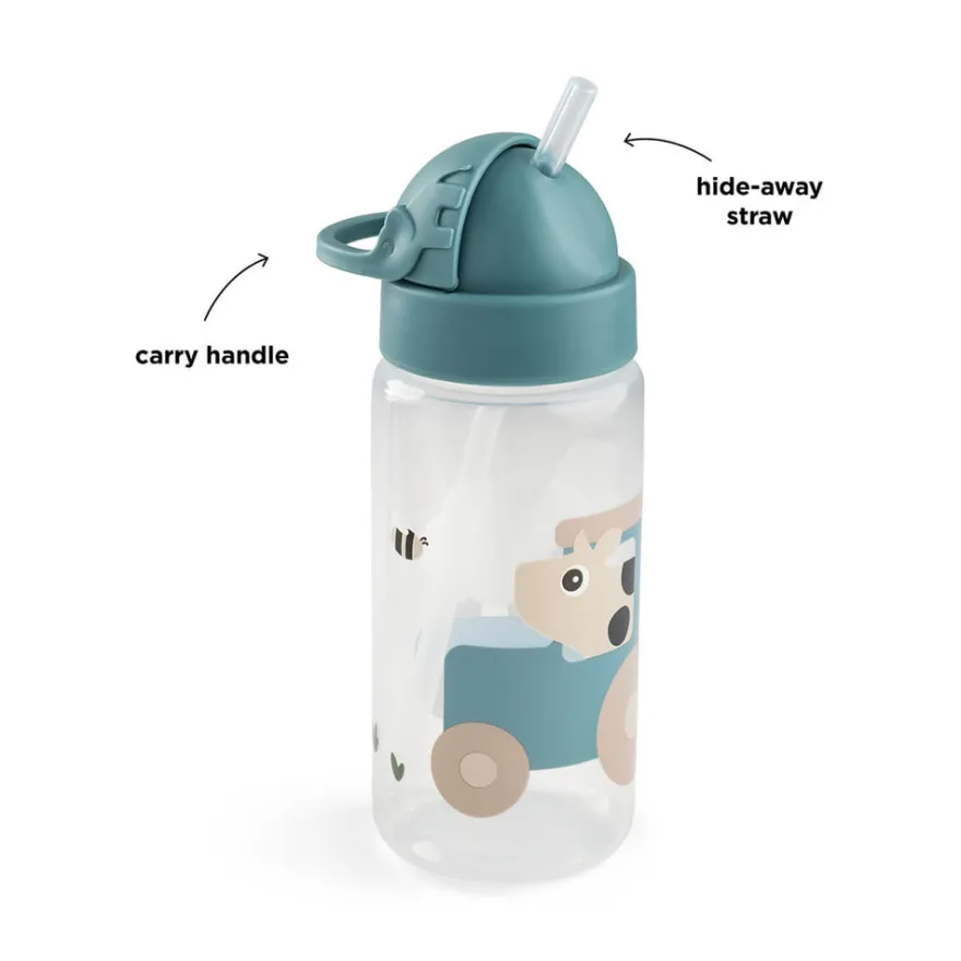 Dricksflaska med sugrör Tiny Farm Blå 350 ml