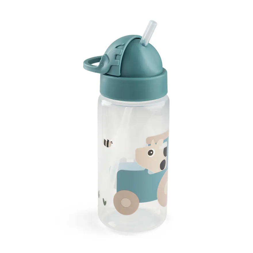 Dricksflaska med sugrör Tiny Farm Blå 350 ml