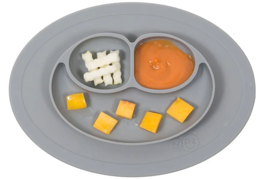 Ezpz Silikontallrik Med Underlägg - Grey