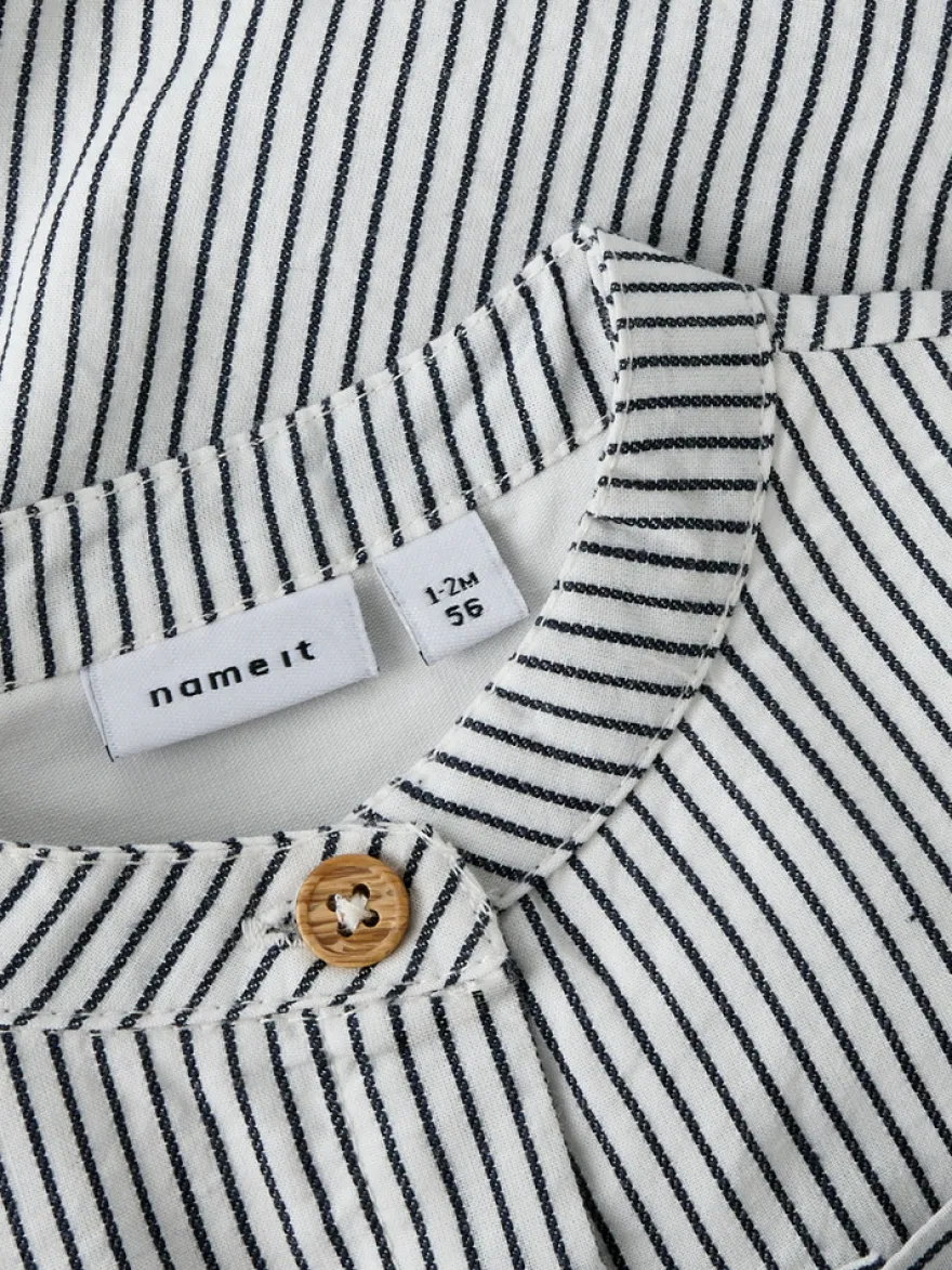 Far Långärmad Skjortbody - Cloud Dancer Navy Blazer