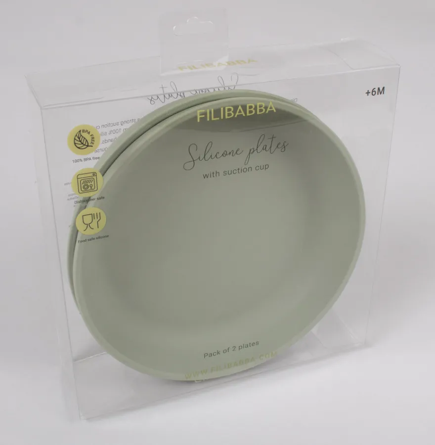 Filibabba Tallrik 2-pack Silikon - Grön