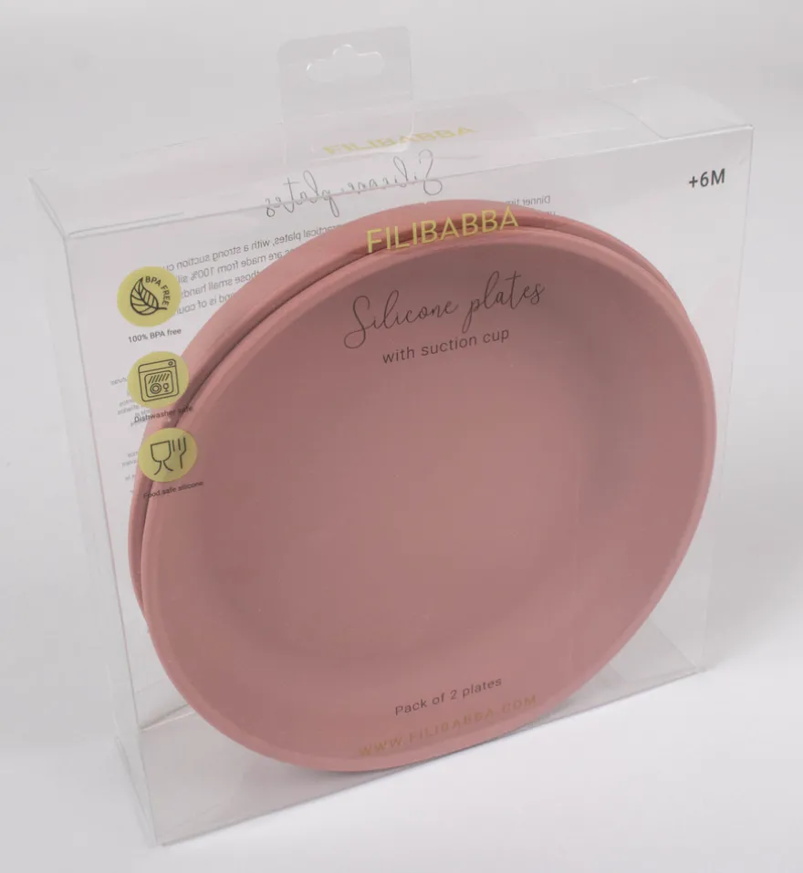 Filibabba Tallrik 2-pack Silikon - Rosa
