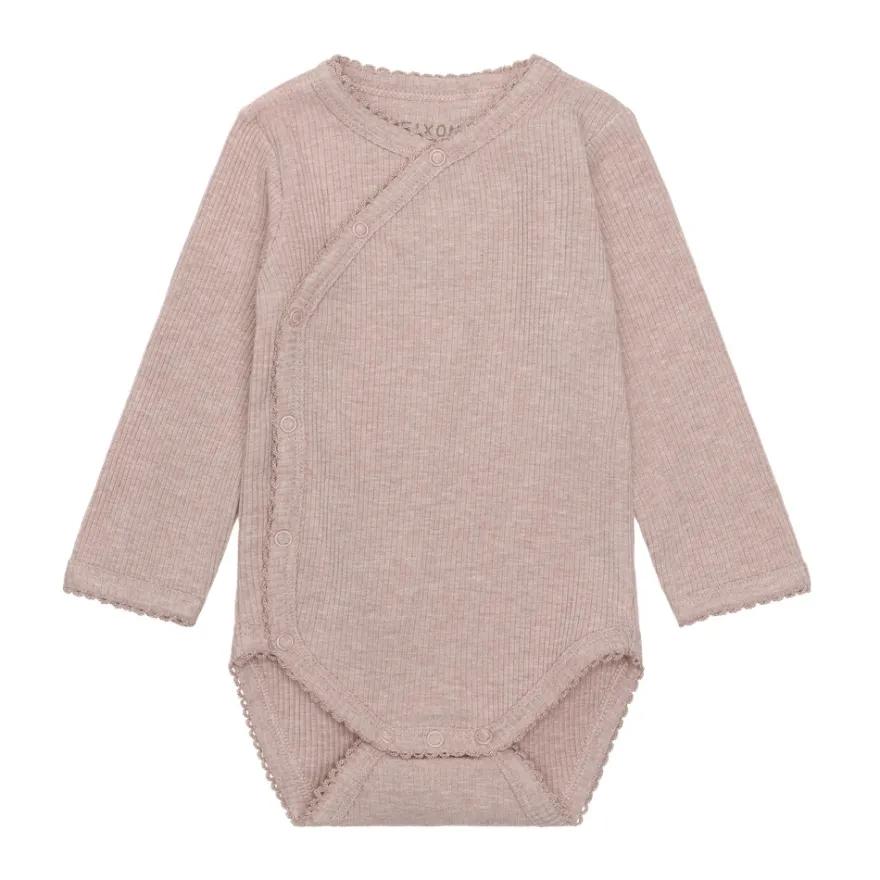 Fixoni Långärmad Wrap Body Rib - Pale Mauve Melange