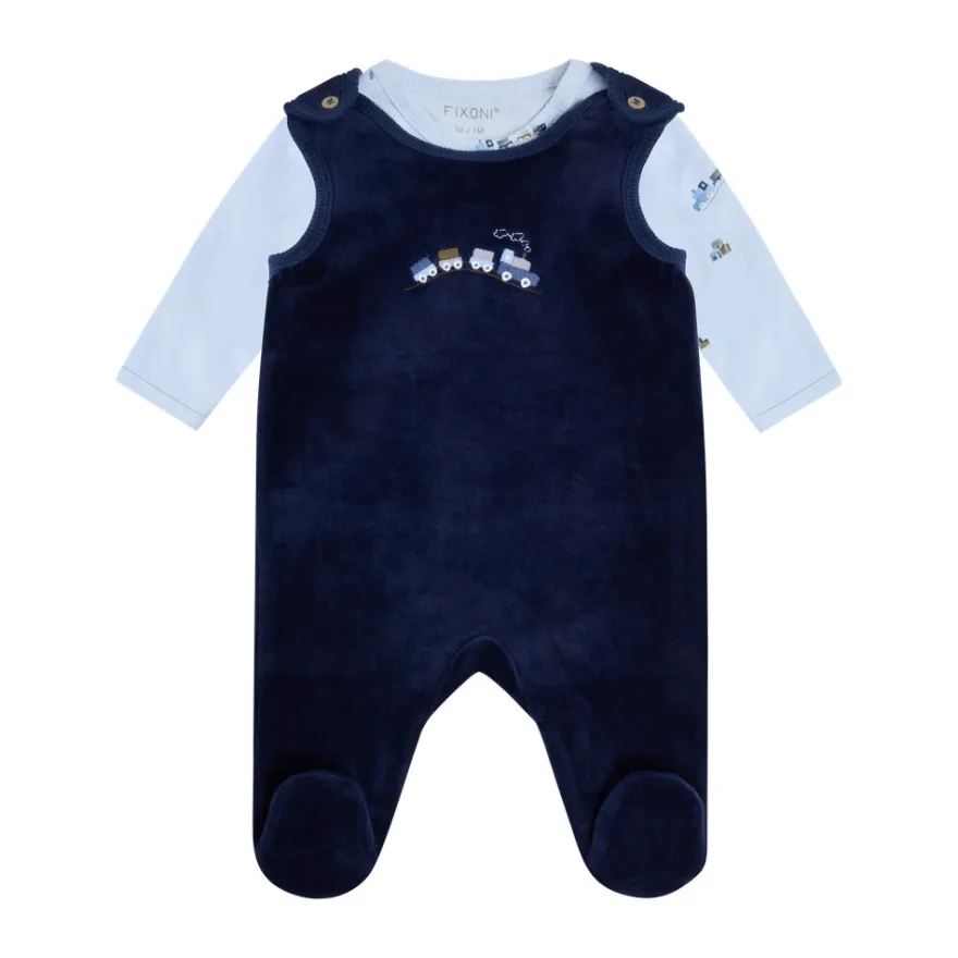 Fixoni Set m. Body och Velour Romper - Navy Blazer