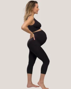 Graviditetsleggings 3/4 Med Stöd Svart XL