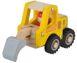 Grävmaskin i Trä med Gummihjul
