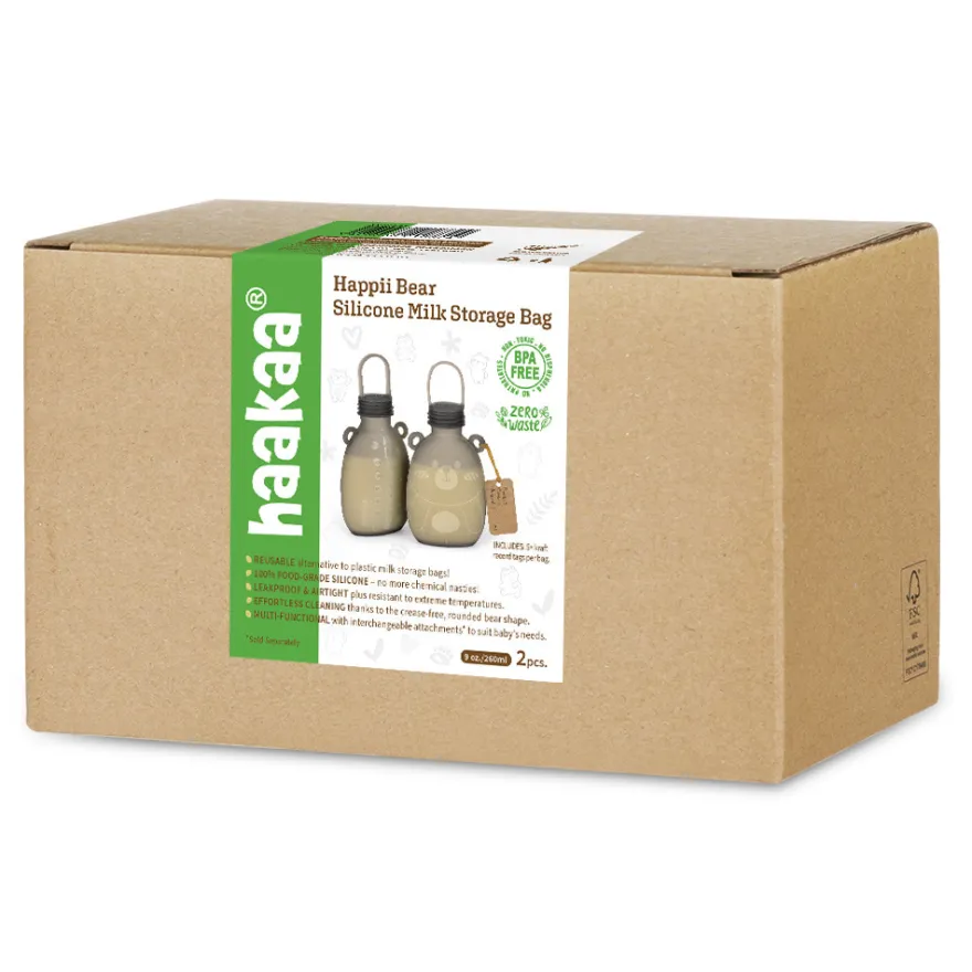 Happii Bear Silikonpåsar tilll Mjölk- 260ml - 2-pack