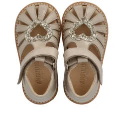 Hjertesandal med glitter - Sand/Champagne Glitter