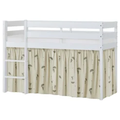 Hoppekids ECO Comfort Halvhög Säng 70x160 cm - Vit/Grönt Gardin