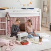 Hoppekids ECO Comfort Halvhög Säng 70x160 cm - Vit/Röd Gardin