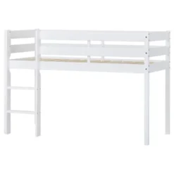 Hoppekids ECO Comfort Halvhög Säng 70x160 cm - Vit/Röd Gardin