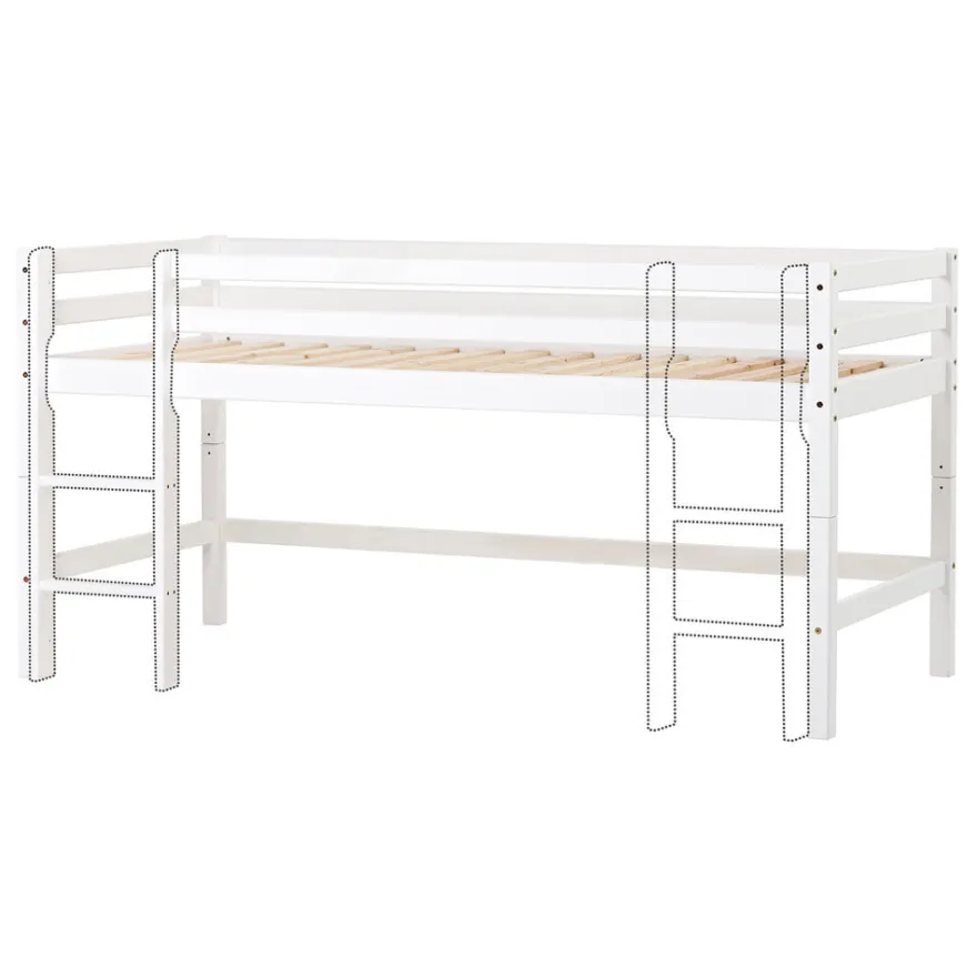 Hoppekids ECO Dream Halvhög Säng (delbar) 90x200 - Vit/Grön Gardin