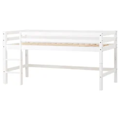 Hoppekids ECO Dream Halvhög Säng (delbar) 90x200 - Vit/Grön Gardin