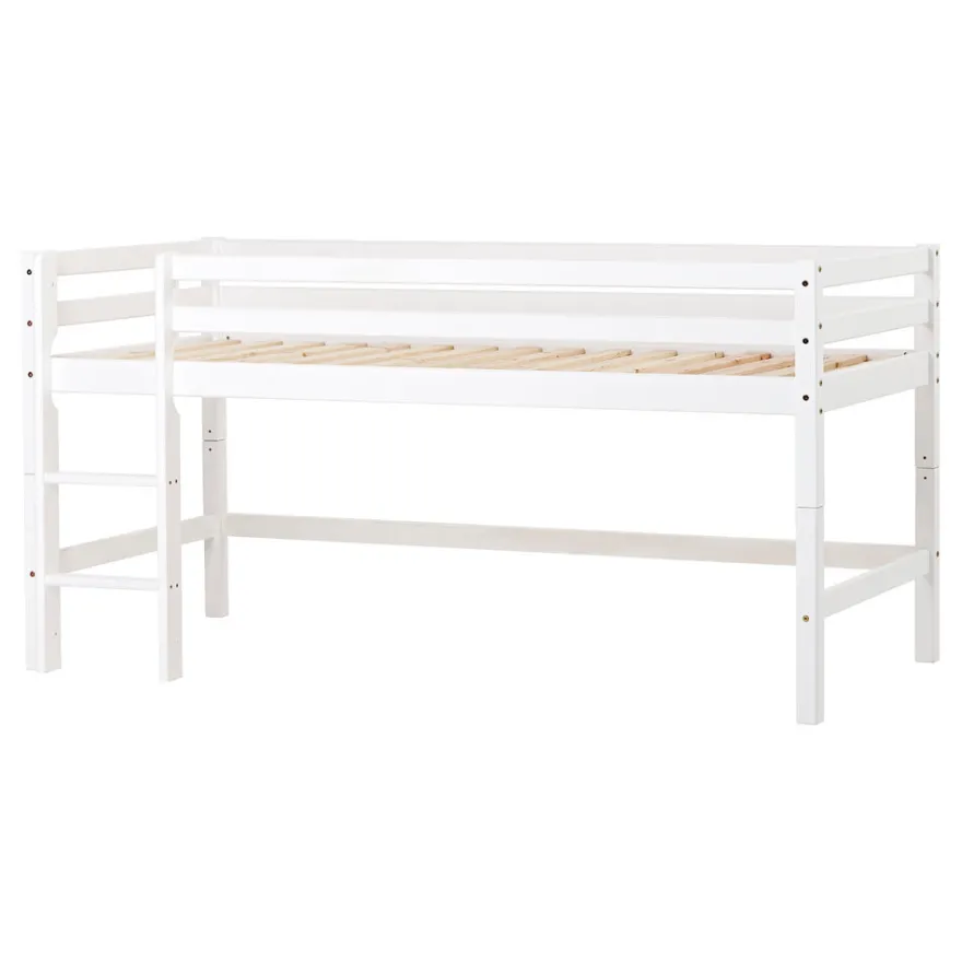 Hoppekids ECO Dream Halvhög Säng (delbar) 90x200 - Vit/Grön Gardin