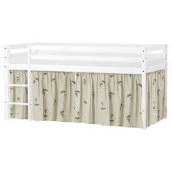 Hoppekids ECO Dream Halvhög Säng (delbar) 90x200 - Vit/Grön Gardin