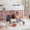 Hoppekids ECO Dream Halvhög Säng (delbar) 90x200 - Vit/Röd Gardin