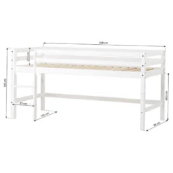 Hoppekids ECO Dream Halvhög Säng (delbar) 90x200 - Vit/Röd Gardin