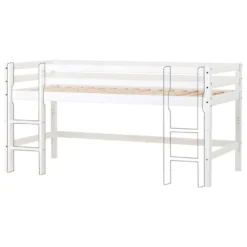 Hoppekids ECO Dream Halvhög Säng (delbar) 90x200 - Vit/Röd Gardin