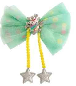 Hårspännen Big Unicorn Bow Green