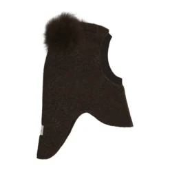 Huttelihut Balaclava m. Alpaca Pompoms - Dark Brown Melange