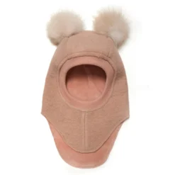 Huttelihut Balaclava m. Alpaca Pompoms - Rose Melange