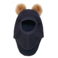 Huttelihut Balaclava m. Alpaca Pompoms - Navy Melange
