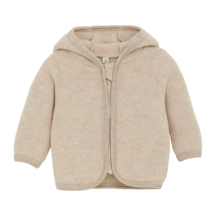 Huttelihut Jacka Med Öron I Ullfleece - Camel Melange