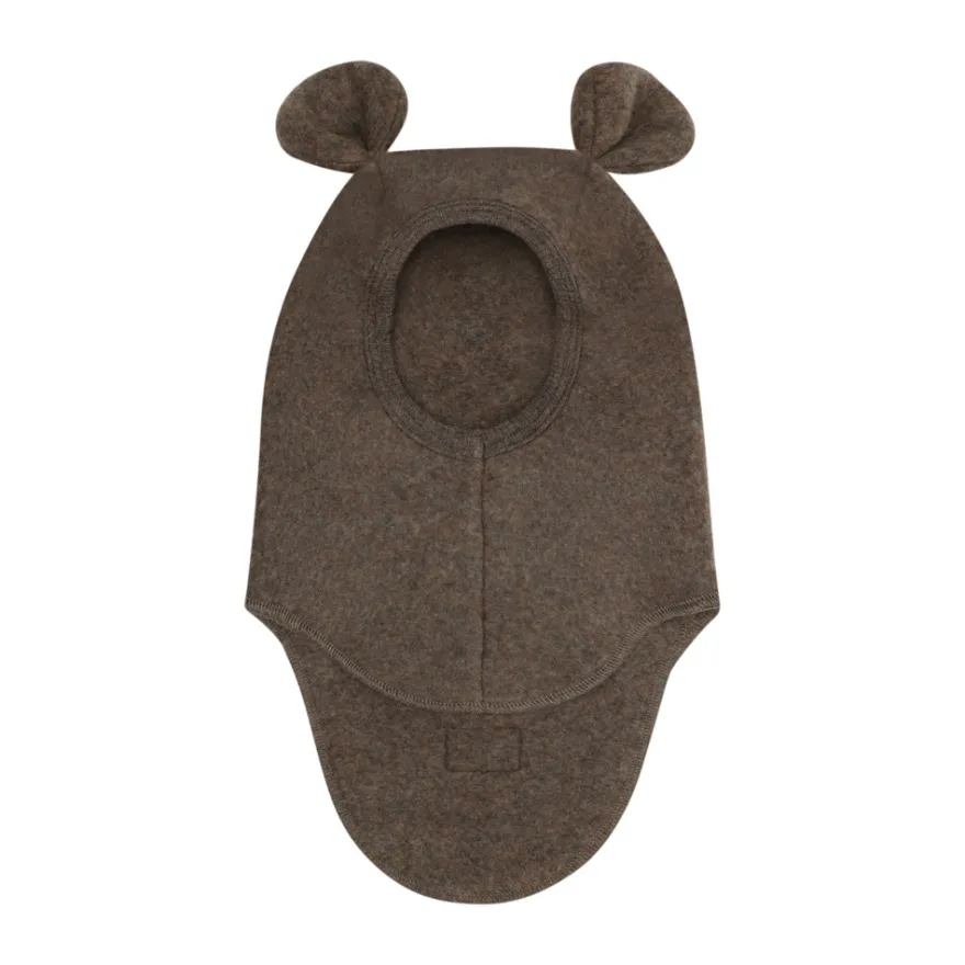 Huttelihut Ull Fleece Balaclava M. Öra - Brown Melange