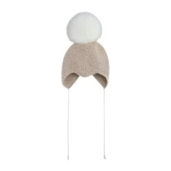Huttelihut Ullstickad Alpaca Mössa m. Pompom - Off-white