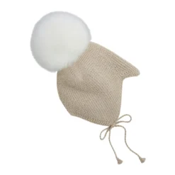 Huttelihut Ullstickad Alpaca Mössa m. Pompom - Off-white