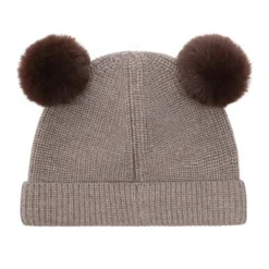 Huttelihut Ullstickad Mössa m. Pompom - Cinder Melange