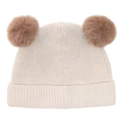 Huttelihut Ullstickad Mössa m. Pompom - Sand Melange