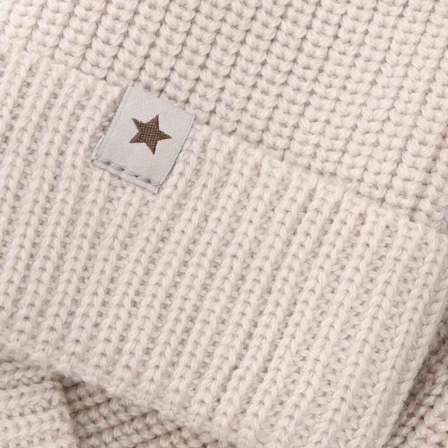 Huttelihut Ullstickad Mössa m. Pompom - Sand Melange