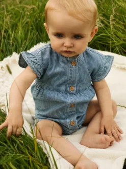 Jade Denim Short Jumpsuit - Medium Blue Denim