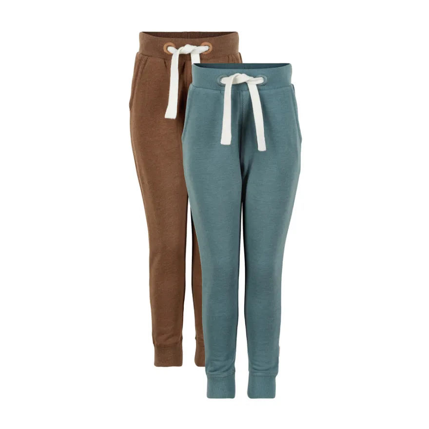 Joggingbyxor 2-pack - Brun/Turkos