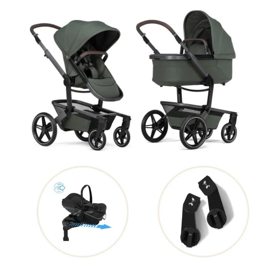 Joolz Day5 Barnvagn Med Maxi-Cosi Pebble Slide Pro Och Babyskyddsadapter - Forest Green/Onyx Black