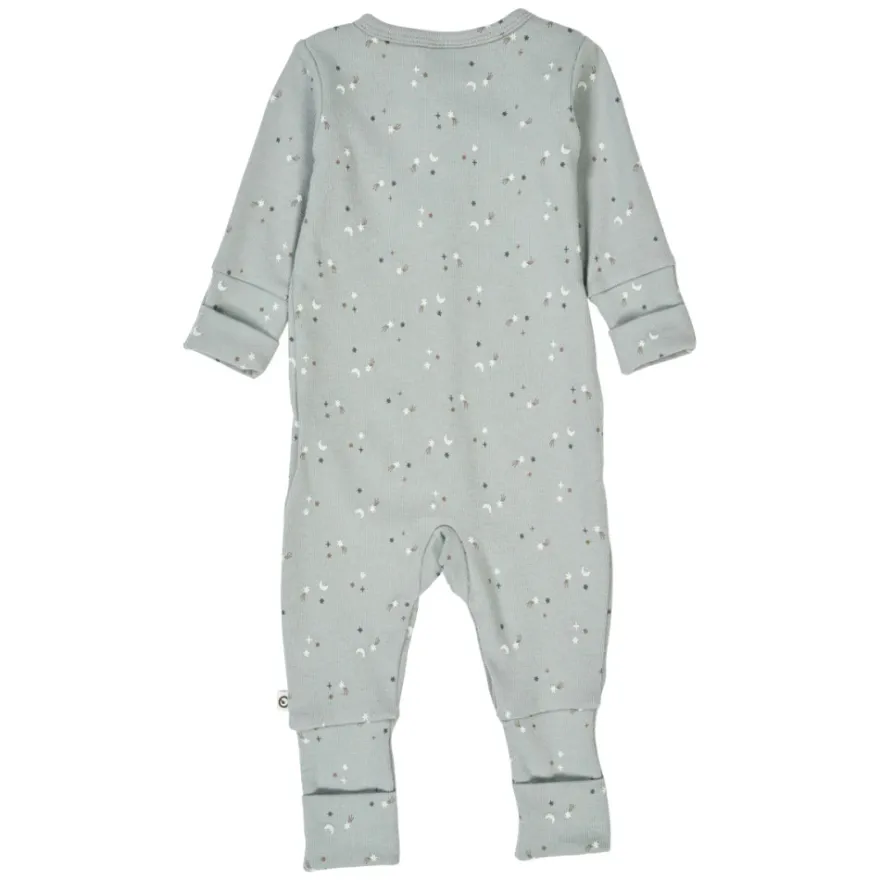 Jumpsuit med Fot Stars Rib - Jasmine Blue/ Walnut/ Stormy Blue
