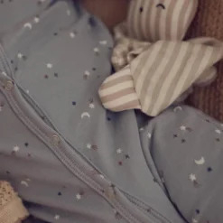 Jumpsuit med Fot Stars Rib - Jasmine Blue/ Walnut/ Stormy Blue