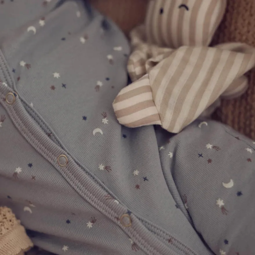 Jumpsuit med Fot Stars Rib - Jasmine Blue/ Walnut/ Stormy Blue
