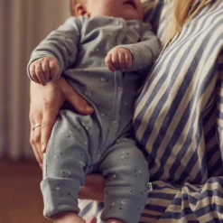 Jumpsuit med Fot Stars Rib - Jasmine Blue/ Walnut/ Stormy Blue