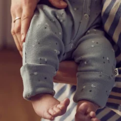 Jumpsuit med Fot Stars Rib - Jasmine Blue/ Walnut/ Stormy Blue