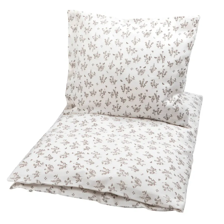 Junior sängkläder, 100x140 cm - Floral beige