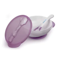 Kidsme Skål Med Sugpropp & Temperatursked - Plum