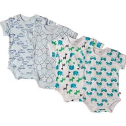 Kortärmad Body 4-pack - Light Blue/white