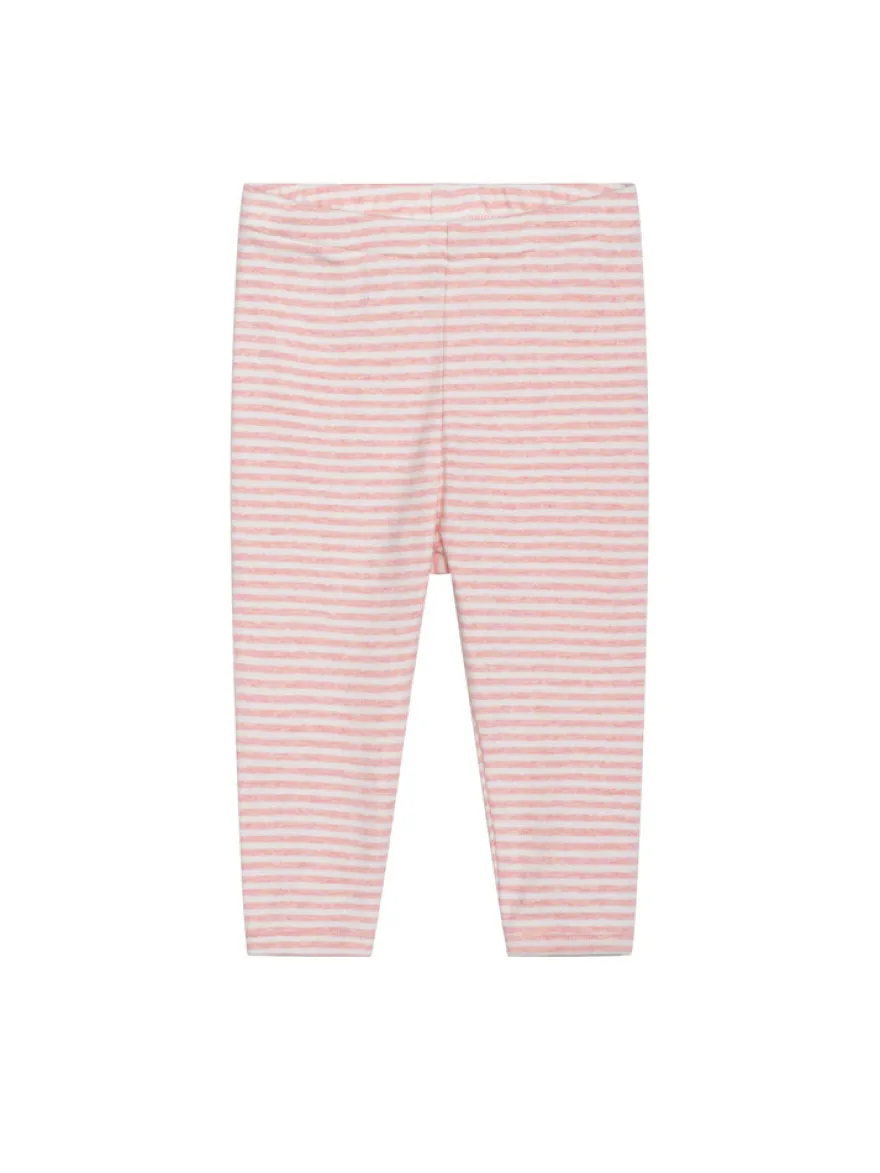 Leggings Randig - Coral/Off-White