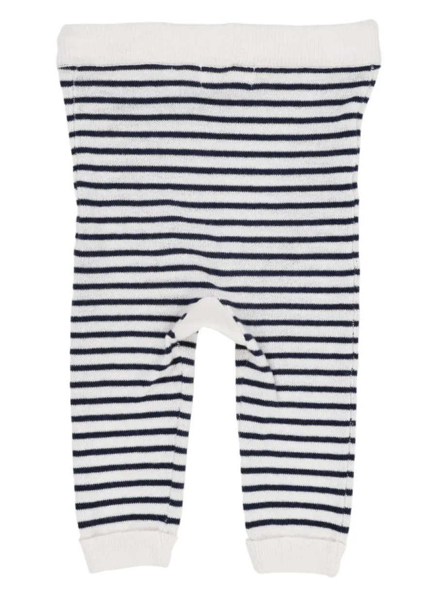 Let strikket leggings m. striber - NAVY