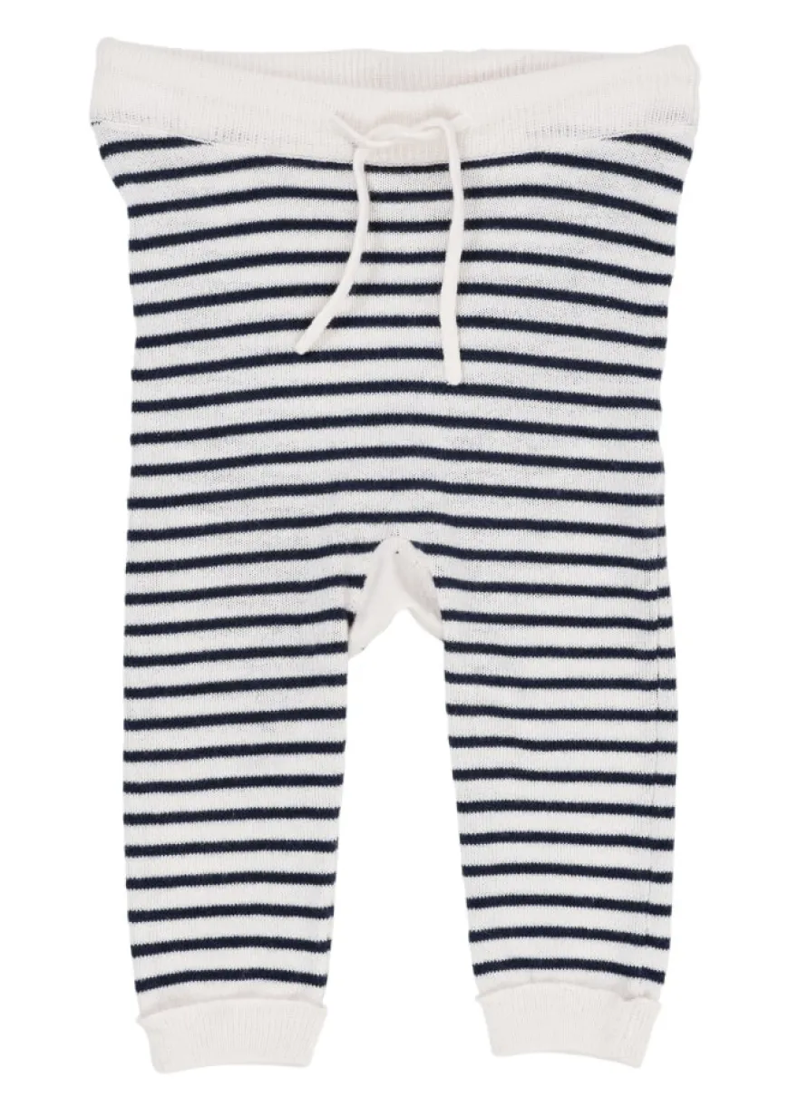 Let strikket leggings m. striber - NAVY