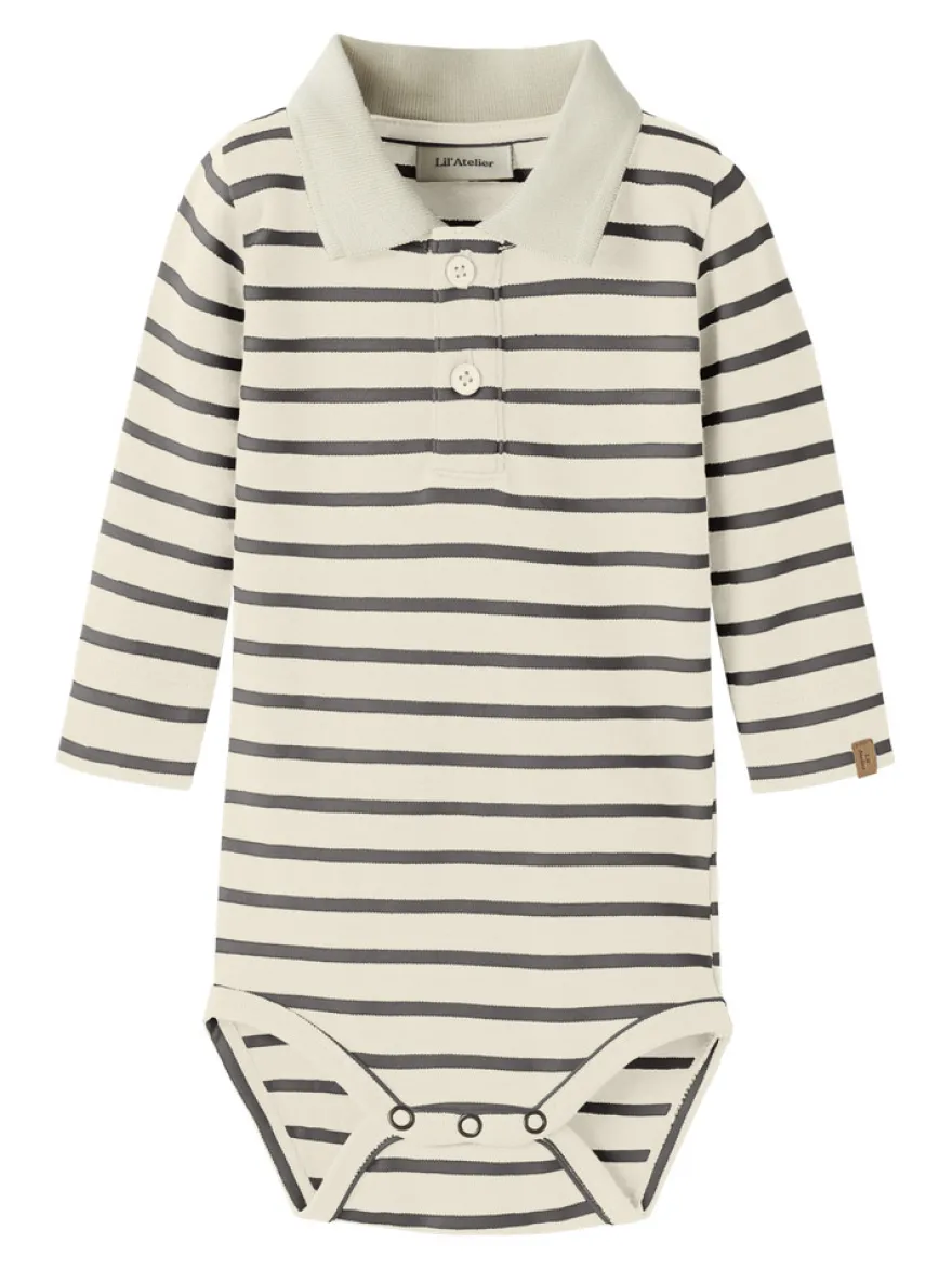 Lil' Atelier Limia Långärmad Polo Body - Turtledove