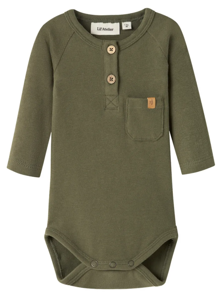 Lil' Atelier Luno Långärmad Slim Body - Winter Moss